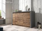 Dressoir Monaco - Eiken - Grijs - 130 cm, Maison & Meubles, Armoires | Dressoirs, Verzenden