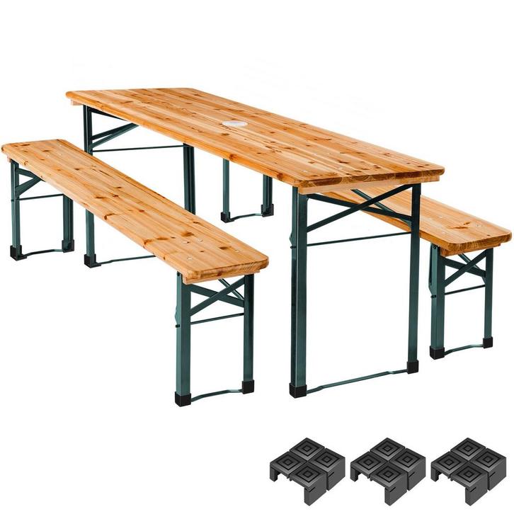 tectake Biertafelset Ludwig 3-delig opklapbaar met parasolho, Huis en Inrichting, Stoelen, Verzenden