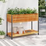 vidaXL Plantenbak met schap 110x45x80 cm massief acaciahout, Tuin en Terras, Verzenden, Nieuw