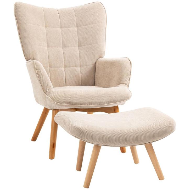 Woonkamerstoel - Stoel - Relax - Corduroy - Beige, Huis en Inrichting, Fauteuils, Nieuw, Stof, Ophalen of Verzenden