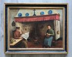 Willem de Kok (1883-1959) - Interieur met boer en boerin, Antiek en Kunst