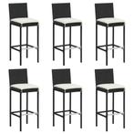 vidaXL Tabourets de bar avec coussins 6 pcs noir résine