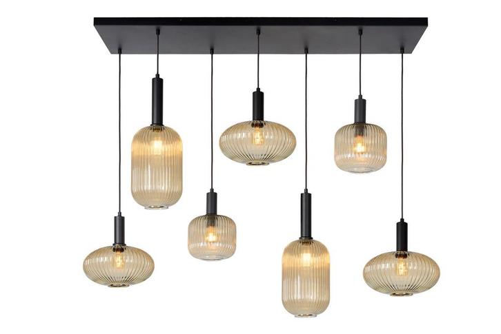 Hanglamp Lucide MALOTO -  - 7xE27 - Amber -, Maison & Meubles, Lampes | Suspensions, Envoi