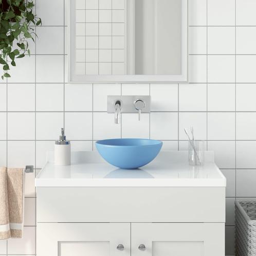 vidaXL Wastafel rond keramiek lichtblauw, Doe-het-zelf en Bouw, Sanitair, Nieuw, Verzenden