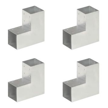 vidaXL Paalverbindingen 4 st L-vorm 91x91 mm gegalvaniseerd, Tuin en Terras, Palen, Balken en Planken, Verzenden, Nieuw