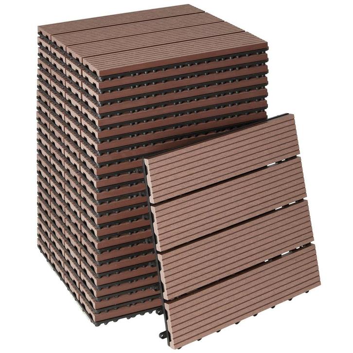 tectake Set terrastegels Tegulas, WPC in houtlook - bruin, S, Tuin en Terras, Overige Tuin en Terras, Verzenden