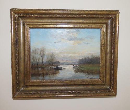 Frits Johan Goosen (1943) - Waterlandschap met vissersbootje, Antiek en Kunst, Kunst | Schilderijen | Klassiek