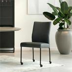 Leren eetkamerstoel Comfort met wieltjes - Hermes Ocean, Huis en Inrichting, Blauw, Nieuw, Leer, Ophalen of Verzenden