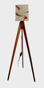 Staande lamp - Tripod vloerlamp - teak, Antiek en Kunst