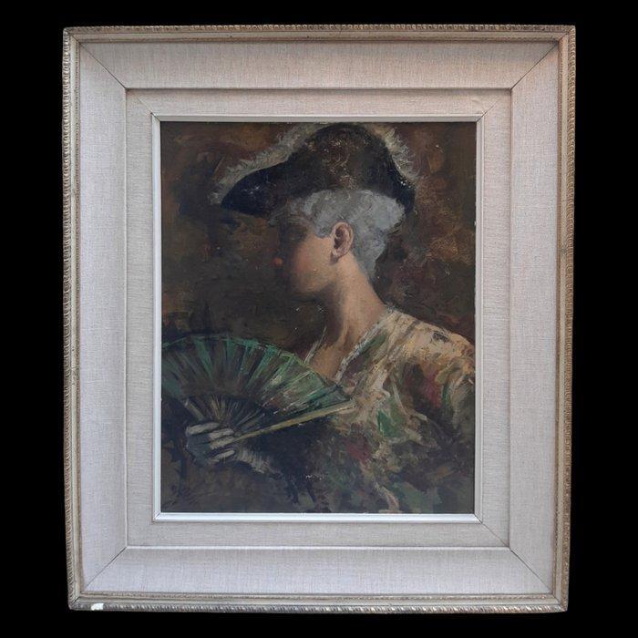 Sergio Cirno Bissi (1902-1987) - Ritratto Femminile in, Antiek en Kunst, Kunst | Schilderijen | Klassiek