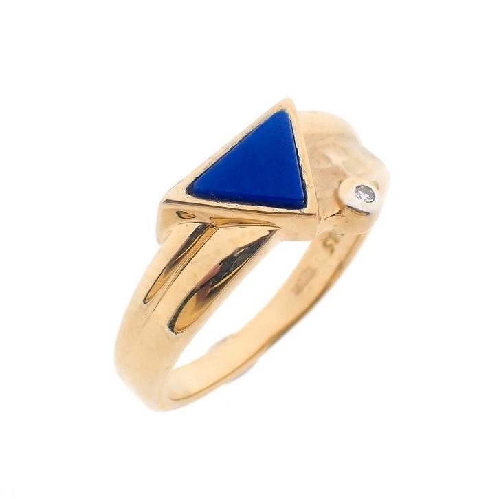 Gouden ring met Lapis Lazuli en diamant | 0,005 ct., Handtassen en Accessoires, Ringen, Dame, Met edelsteen, Overige kleuren, 17 tot 18