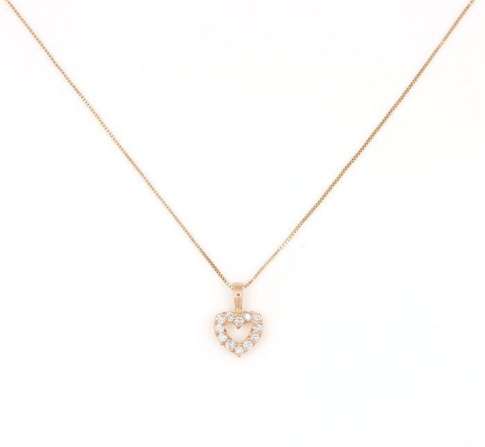 Halsketting - 18 karaat Roségoud - 0.25ct. tw. Diamant, Handtassen en Accessoires, Kettingen