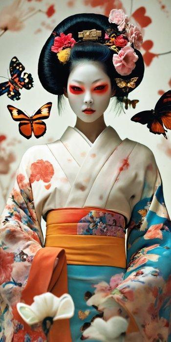 Hiroshi (1981) - Ms Asian Butterfly Toile (XXL), Antiquités & Art, Art | Peinture | Moderne