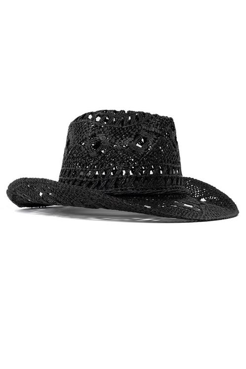 Cowboyhoed Raffia Zwart Zwarte Gevlochten Stro Cowboy Wester, Kleding | Heren, Carnavalskleding en Feestkleding, Nieuw, Ophalen of Verzenden