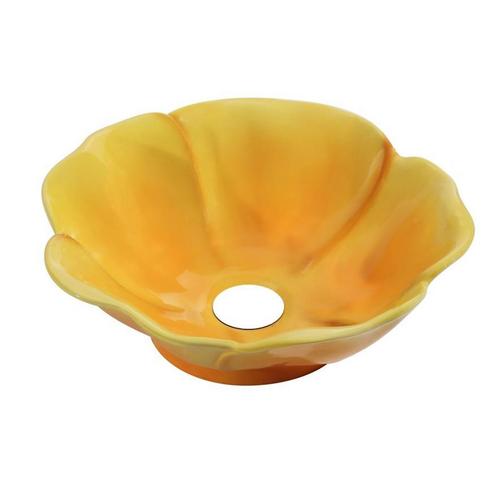 Waskom Best Design Flower 40 cm Keramiek Glanzend Geel, Doe-het-zelf en Bouw, Sanitair, Overige typen, Nieuw, Ophalen of Verzenden