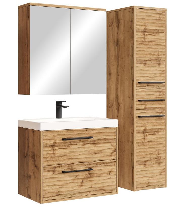 Badkamermeubel Etna 60cm eiken Badmeubel spiegel en zijkast, Huis en Inrichting, Badkamer | Badkamermeubels, Nieuw, Verzenden