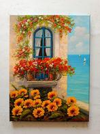 Gabriele Fabris (1958) - Balcone fiorito sul mare (Paesaggio, Antiek en Kunst