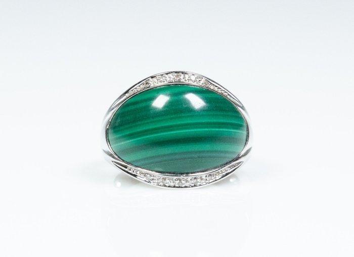 Zonder minimumprijs - Ring - 925 zilver - malachiet - 0,10, Handtassen en Accessoires, Ringen