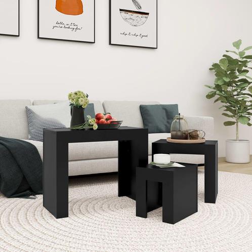 vidaXL 3-delige Tafeltjesset bewerkt hout zwart, Huis en Inrichting, Tafels | Salontafels, Nieuw, Verzenden