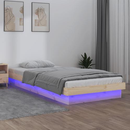 vidaXL Bedframe LED massief hout 90x200 cm, Huis en Inrichting, Slaapkamer | Bedden, Nieuw, Verzenden