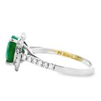 Ring Platina - 2.33ct. tw. Smaragd - Diamant, Handtassen en Accessoires, Ringen, Nieuw