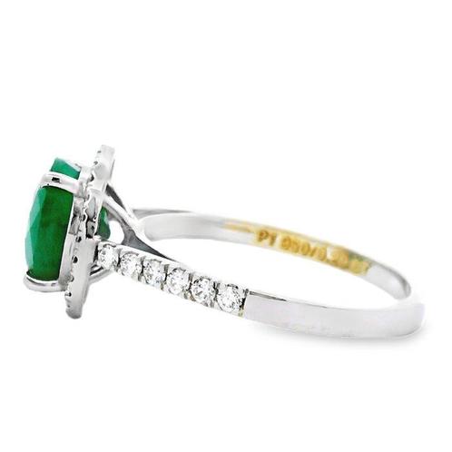 Ring Platina - 2.33ct. tw. Smaragd - Diamant, Handtassen en Accessoires, Ringen