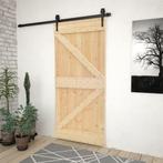 vidaXL Schuifdeur met beslag 80x210 cm massief grenenhout, Doe-het-zelf en Bouw, Verzenden, Nieuw