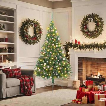 vidaXL Kunstmatige Voorverlichte Kerstboom Groen 180 cm PVC beschikbaar voor biedingen