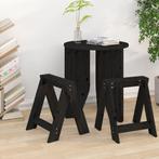 vidaXL Tabourets lot de 2 noir 40x40x45 cm bois massif, Huis en Inrichting, Verzenden