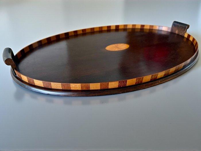 Dienblad - Edwardiaans - Mahonie met fruitwood-inleg -, Antiek en Kunst, Antiek | Meubels | Tafels