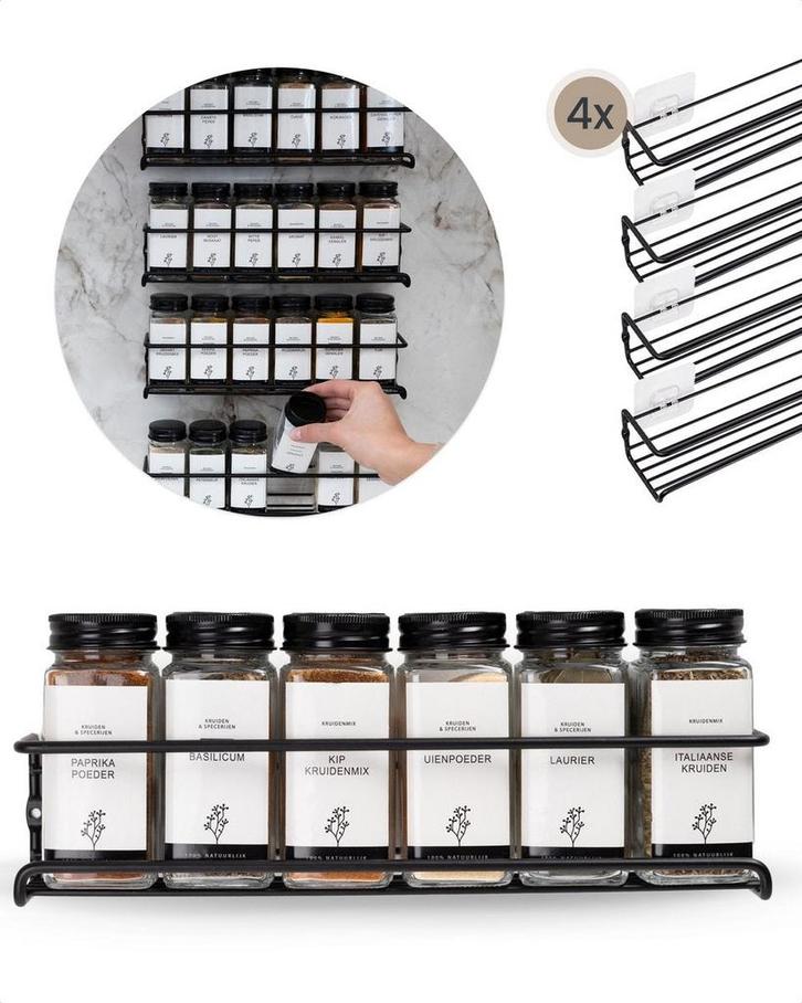 2dekans | Organess Kruidenrek Hangend met 24 Kruidenpotjes -, Huis en Inrichting, Keuken | Keukenbenodigdheden, Ophalen of Verzenden