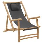 vidaXL Terrasstoel bamboe en canvas donkergrijs, Tuin en Terras, Tuinstoelen, Verzenden, Nieuw