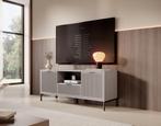 TV-Meubel beige 135x41x55 zwart metalen pootjes, Verzenden