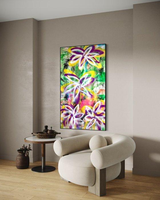 Timo Wedell - Exotic Flower - XXL - Abstract, Antiek en Kunst, Kunst | Schilderijen | Modern