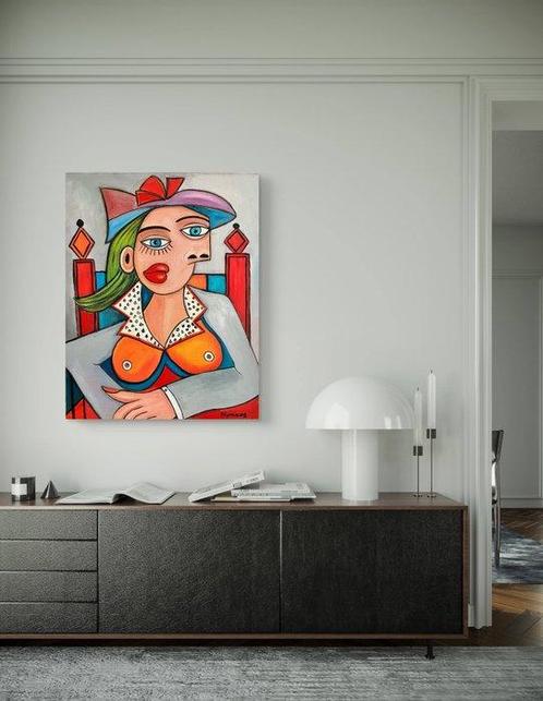 Olena Blinnikova - OIL PAINTING - Two Faces - NO Reserve, Antiek en Kunst, Kunst | Schilderijen | Modern
