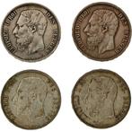 België. Leopold II (1865-1909). 5 Francs 1873/1876 (4 stuks)