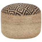 vidaXL Poef handgemaakt 45x30 cm jute zwart, Huis en Inrichting, Zetels | Voetbanken en poefs, Verzenden, Nieuw