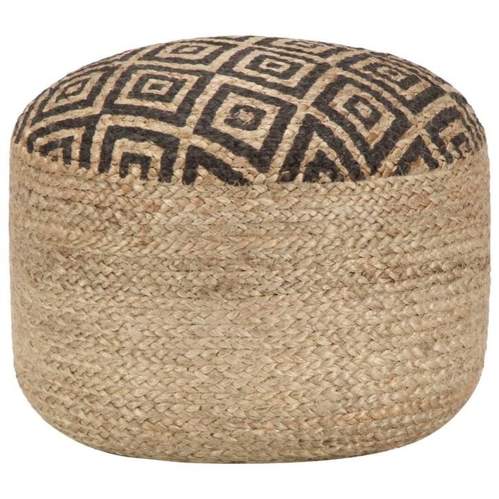 vidaXL Poef handgemaakt 45x30 cm jute zwart, Huis en Inrichting, Zetels | Voetbanken en poefs, Nieuw, Verzenden