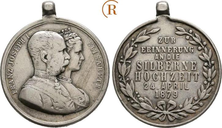 Zilver medaille auf die zilverne Hochzeit 1879 Habsburg:..., Postzegels en Munten, Munten | Europa | Niet-Euromunten, België, Verzenden