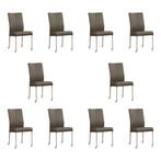 Set van 10 Leren eetkamerstoelen Comfort met wieltjes -, Ophalen of Verzenden, Nieuw, Leer, Eén