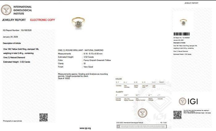 Ring - 18 karaat Geel goud - 3.52ct. tw. Diamant (Natuurlijk, Bijoux, Sacs & Beauté, Bagues