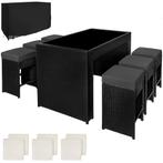 tectake Aluminium wicker barset Ibiza 6+1 met hoes - zwart, Tuin en Terras, Verzenden, Nieuw