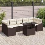 vidaXL Tuinbank Set met opslag 8 pcs Bruin Poly rattan, Tuin en Terras, Verzenden, Nieuw