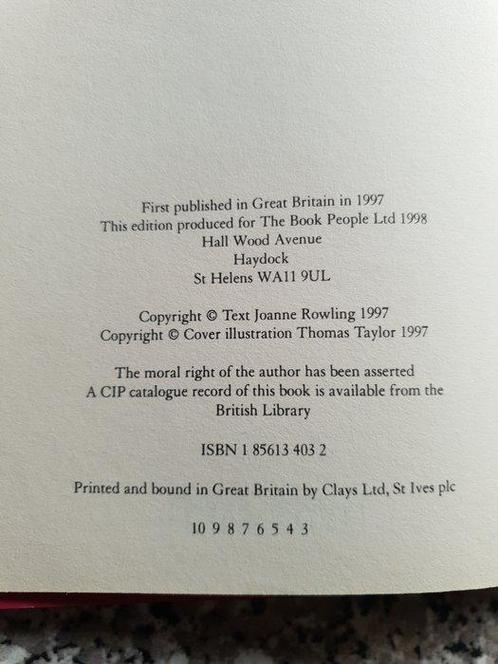 J.K. Rowling - Rare Harry Potter and the Philosophers Stone, Antiek en Kunst, Antiek | Boeken en Manuscripten