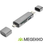 ASSMANN Electronic DA-70886 geheugenkaartlezer Aluminium USB, Verzenden, Nieuw