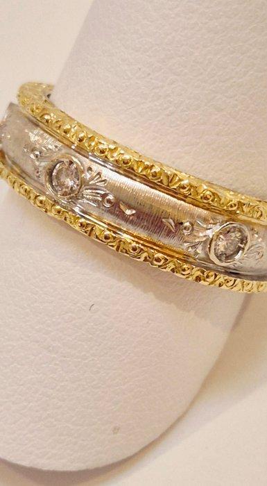 Ring - 18 karaat Geel goud, Witgoud Diamant (Natuurlijk) -, Handtassen en Accessoires, Ringen