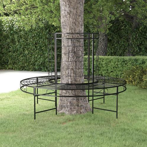 vidaXL Boombank rond Ø137 cm staal zwart, Tuin en Terras, Tuinsets en Loungesets, Nieuw, Verzenden