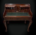 Schrijftafel - Leder, Mahonie, Chippendale stijl -