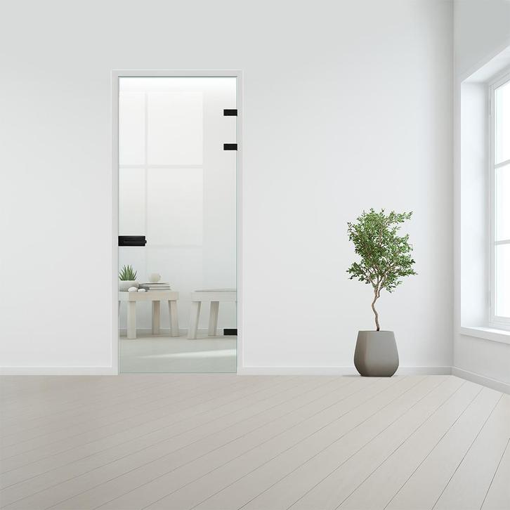 Glazen binnendeur XL voor stomp kozijn zwart beslag-Blank ge, Doe-het-zelf en Bouw, Glas en Ramen, Nieuw, Verzenden