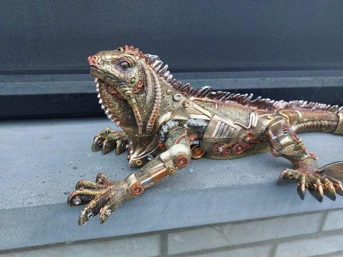 Beeld, leguaan steampunk - 13 cm - polyresin, Antiek en Kunst, Curiosa en Brocante
